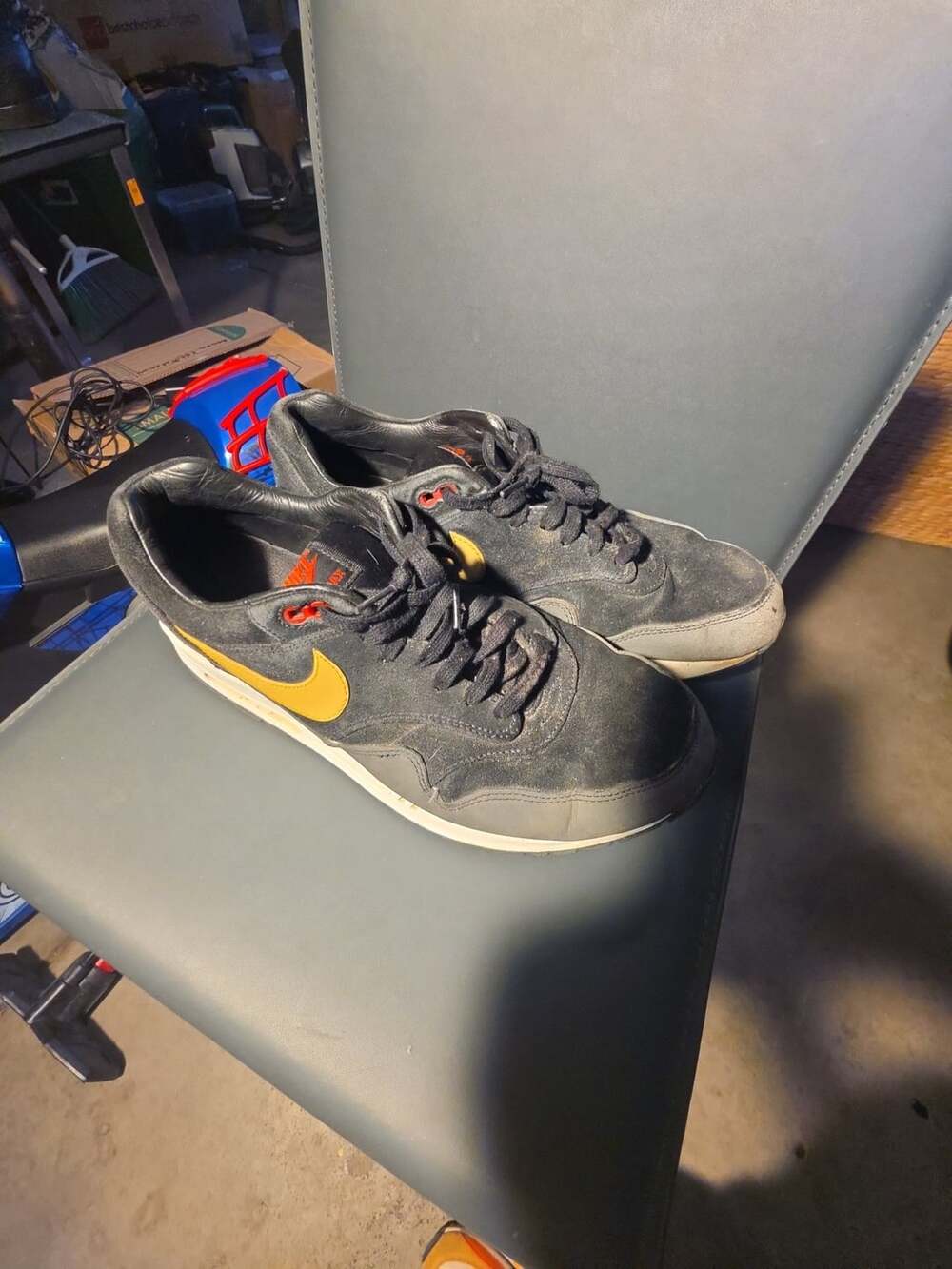 Nike Air Max 1 Size 12 Black Suede Sneakers